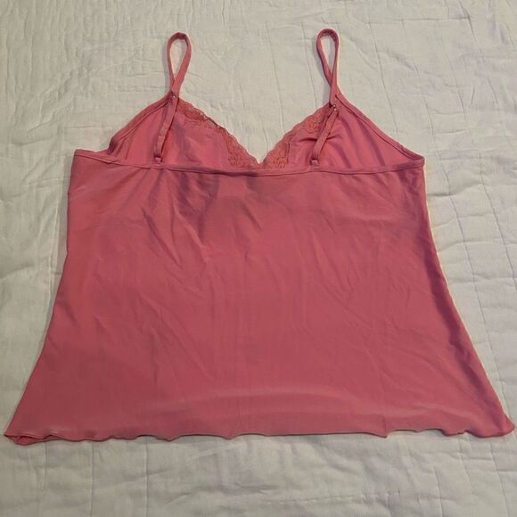 Bay Studio Sleepwear Large cami nightie tank pink lace lined poly spandex - Picture 4 of 8